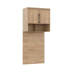 Imagem de Módulo Aéreo com Painel para Cama Solteiro 2 Portas 2 Nichos Belmax Carvalho