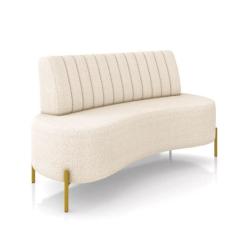 Imagem de Sofá 2 Lugares Living 135cm Pé Ferro Dourado Maraú Bouclê Bege K01 - D