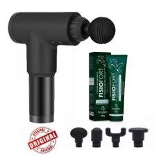 Imagem de Kit Massageador Elétrico Portátil Muscular + 4 Ponteiras + Gel Fisiofo