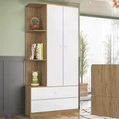 Imagem de Guarda-Roupa De Bebê Labirinto 2 Portas 2 Gavetas Rústico/Branco - Hen