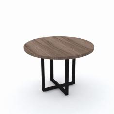 Imagem de Mesa De Reunião Redonda 110 X 75 Cm Pé Tubular Pe40 Em Mdp Walnut Base Preta
