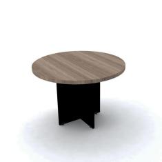 Imagem de Mesa De Reunião Redonda 110 X 75 Cm Pé Painel Pe40 Em Mdp Noce Naturalle Base Preta