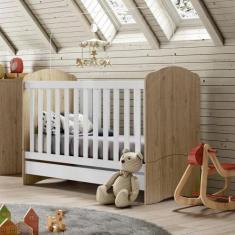 Imagem de Berço Mini Cama Bala de Menta Henn com Colchão Gazin, Rustico com Bran