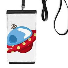 Imagem de Bolsa estilo carteira para celular com tema de OVNI Art Déco, universo, alienígena, bolso preto