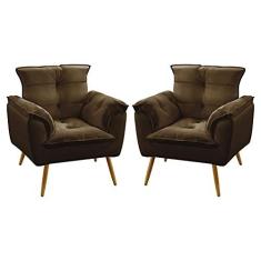 Imagem de Kit 2 Poltronas Decorativas Opala Suede Marrom Aradecor