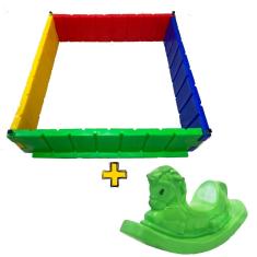 Imagem de Gangorra Cavalinho até 6 anos + Cercadinho 1x1 Plástico