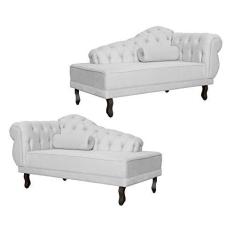 Imagem de Kit 02 Divã Recamier Larissa Capitonê para Casa Suede - Várias Cores - Ds Estofados