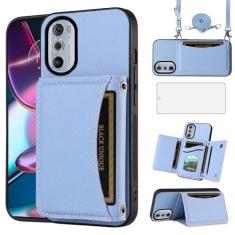 Imagem de Asuwish Capa de celular para Motorola Edge+ Plus 2022/Edge X30/30 Pro, capa carteira com protetor de tela de vidro temperado e suporte para cartão, acessórios de celular de couro sintético Moto Edge +