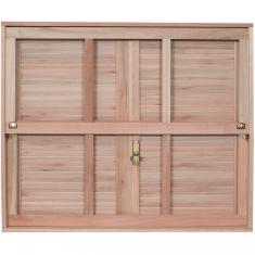 Imagem de Janela de Madeira Veneziana 120x120cm Com Caixilho e Guilhotina EWK G990 Rondosul Marroml