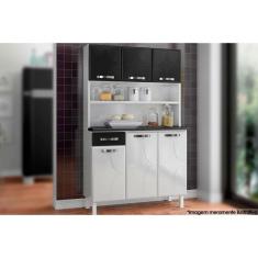 Imagem de Cozinha Modulada Telasul Rubi Kit Smart Aço 6 Portas e 1 Gaveta 105cm Branco/Preto-Telasul