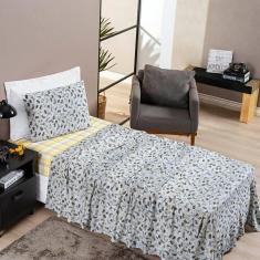 Imagem de Jogo Cama Lençol Studio Solteiro Malha Estampada 100% Algodão Meninas 3 Peças - Adventure - Cinza