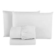 Imagem de Kit 10 Jogo Lençol Cama Casal Queen 4 Pcs Premium Branco - Magia Enxov