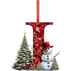 Imagem de 26 enfeites de letras, decoração de árvore de Natal, carta de Natal, pingente de pendurar para árvore de Natal, letras do alfabeto para árvore de Natal, artesanato faça você mesmo, enfeites de Natal