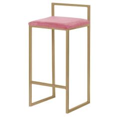 Imagem de Banqueta Decorativa Jasmine Base Gold Suede Rosa