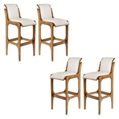 Imagem de Kit 4 Banquetas para Cozinha Americana 37 x 101 Cm Barcelona Madeira I