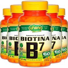 Imagem de Kit 5 Vitamina B7 Biotina 60 cápsulas Unilife