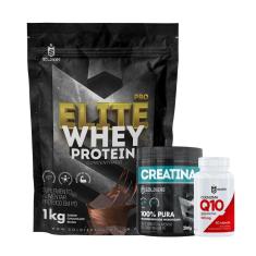 Imagem de Kit: Whey Protein Elite-Pro 1kg + Creatina Monohidratada Pote 300g + Coenzima Q10 100mg-Unissex