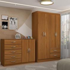 Imagem de Guarda-Roupa Bella 4 Portas 2 Gavetas Com Cômoda 2 Portas 5 Gavetas Ci