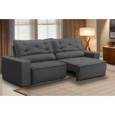 Imagem de Sofá Retrátil e Reclinável 2 lugares com Molas 1,50m Livia Suede Cinza