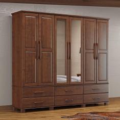 Imagem de Guarda-Roupa Bipartido 6 Portas 6 Gavetas Ouro Café Madeira Pinus - Finestra