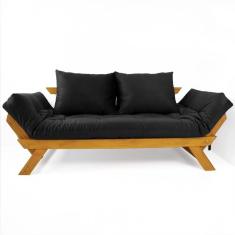 Imagem de Sofá Japão Futon Acquablock Preto Madeira Cor Mel