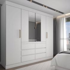 Imagem de Guarda-roupa Casal Honey 4 Portas 6 Gavetas Com Espelho Branc