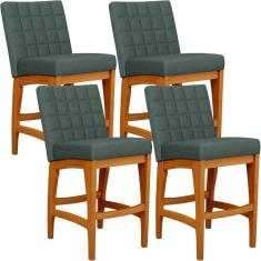 Imagem de Kit 04 Banquetas Baixa Cozinha Bancada L02 Verde Musgo