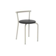 Imagem de Kit 2 Banqueta de Cozinha 105 2 Un Prata - Assento Courano Preto - Carraro