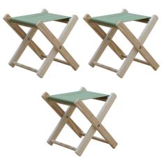 Imagem de Kit 3 Banquinho De Madeira Banqueta Pescador-verde