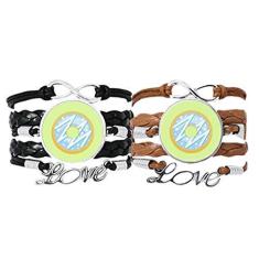 Imagem de DIYthinker Pulseira Blue Doughnut Sobremesa Sweet Food Pulseira de mão Corda de Couro Conjunto Duplo Presente