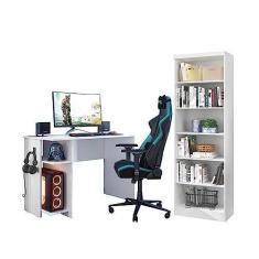 Imagem de Escritório com Escrivaninha e Livreiro Branco - Fdecor