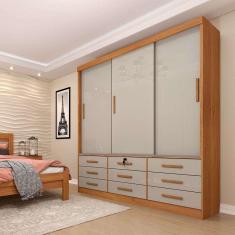 Imagem de guarda-roupa casal chicago 3 pt 9 gv cinamomo e off white