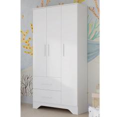 Imagem de Guarda-roupa Infantil 3 Portas e 2 Gavetas 100% Mdf Liam Branco Brilho