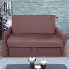 Imagem de Sofá Cama 2 Lugares Com Baú Swords Veludo Rosê