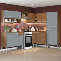 Imagem de Armário De Cozinha Completa De Canto 417cm Rustic/cinza Emilly Ice Madesa Rustic/cinza