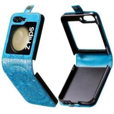 Imagem de Capa flip de couro compatível com Samsung Galaxy Z Flip 5 capa carteira, dobradiça protetora em relevo floral flip capa à prova de choque com suporte de cartão para capa feminina (cor