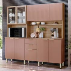 Imagem de Cozinha Compacta Amora 10 Portas 2 Gavetas Amêndola Touch/Marsala - De