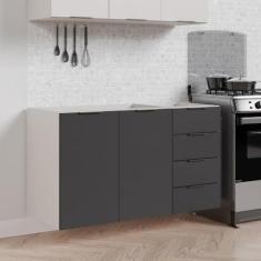 Imagem de Balcão Pia 120cm sem Tampo sem Rodapé Puxador 150cm Ipanema Cabecasa Madeiramadeira Grafite Trama/branco