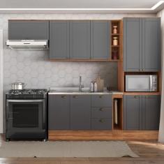 Imagem de Cozinha Completa Milla  Armário E Balcão Nog-cinza Carraro