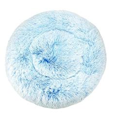 Imagem de Cama calmante para cães e gatos, cama para cães antiansiedade, cama redonda para cães e gatos, cama macia e aconchegante com aquecimento para cães, almofada de pelúcia sintética fofa azul 70 x 70 cm