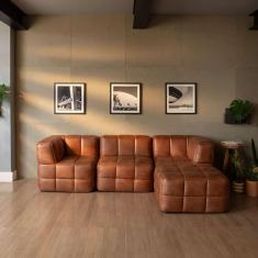 Imagem de sofá guldi popup com 2 módulos canto central e puff corino carao