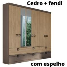 Imagem de Guarda Roupa Herval Ph 1734 - Cor Cedro + Fendi - Com Espelho