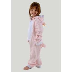 Imagem de Pijama Unicórnio Infantil Fantasia Kigurumi Capuz Macacão de Dormir - 