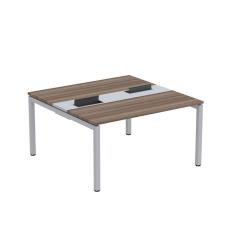 Imagem de Mesa Plataforma Dupla com Pé de Aço para Coworking 140X140/2P PDC14/14/2P Walnut/Cinza