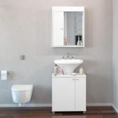 Imagem de Conjunto para Banheiro Pequeno com Armário Espelheira e Gabinete Politorno 