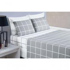 Imagem de Jogo De Cama Com Lençol De Cima 200 Fios Austin King 04 Peças Cinza