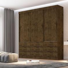 Imagem de Guarda Roupa Casal 3 Portas 9 Gavetas New Star Sallêto Móveis Ipê