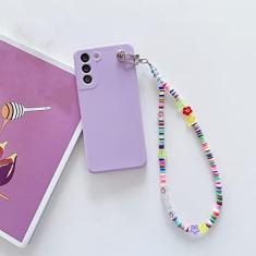 Imagem de Cadeia de contas com pingente de letra para Samsung Galaxy A51 A52 A71 A50 A72 A42 A32 A22 5G A12 A31 A30S A20 S21 Ultra S20 FE S10 Plus, Roxo, Para Samsung A51 (4G)