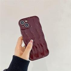 Imagem de Capa de telefone de silicone com padrão de onda 3D de luxo para iPhone 14 13 12 11 Pro Max 14 Pro Max Water Ripple Soft TPU Back Cover, Wine Red, para iPhone 13