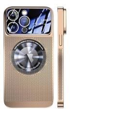 Imagem de Capa magnética de dissipação de calor para iPhone 13 11 12 14 15 Pro Max Lente de vidro de malha galvanizada Ampliar capa de telefone, dourada, para iPhone 12 ProMax